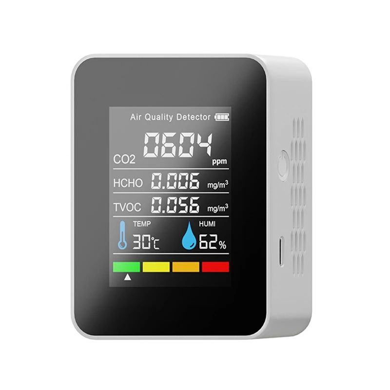 Air Quality Monitor Indoor, CO2 Detector, HCHO TVOC Tester 5-In-1 Air Pollution Carbon Dioxide Detector 
Air Quality Monitor Indoor, CO2 Detector, HCHO TVOC Tester 5-In-1 Air Pollution Carbon Dioxide Detector