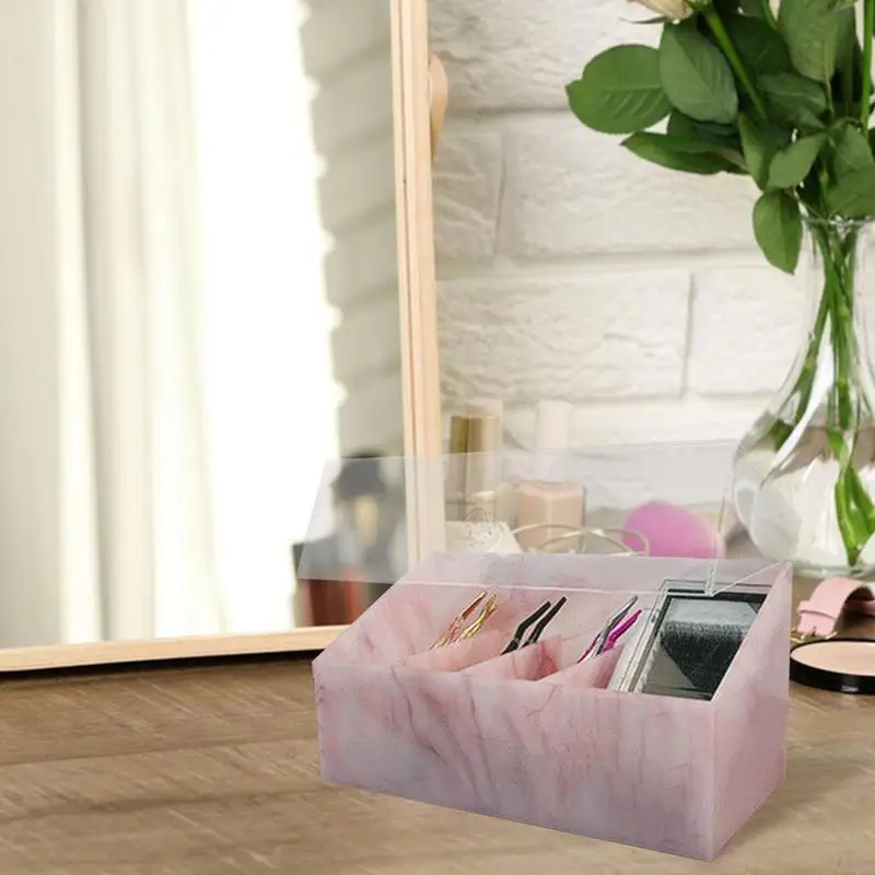 

Eyelash Beauty Organizer Cosmetic Box Eyelash Grafting Tool Storage With 4 Compartments Acrylic Makeup Organizer For Lashes