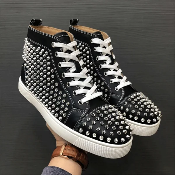 Luxury Leather NEW Red Sole Men's Shoes Rhinestone Rivets High Top Women's Shoes Sneakers
Luxury Leather NEW Red Sole Men's Shoes Rhinestone Rivets High Top Women's Shoes Sneakers