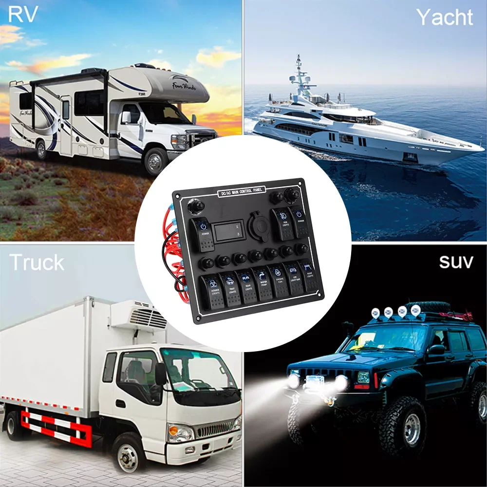 Gang 15A LED Toggle Rocker Switch Panel Dual Power Control Overload Protection Outlet Combination Car Auto Marine RV Ship
Gang 15A LED Toggle Rocker Switch Panel Dual Power Control Overload Protection Outlet Combination Car Auto Marine RV Ship