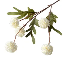 High Quality Artificial Silk Flowers for Fall Decorations Set of 5 Shallot Ball Chrysanthemum Wedding Ping Pong Juan