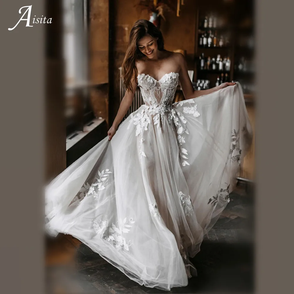Bohemian Strapless A-line Wedding Dresses Romantic Vestidos De Boda Modest Bride Robe Vintage Bridal Gown
Bohemian Strapless A-line Wedding Dresses Romantic Vestidos De Boda Modest Bride Robe Vintage Bridal Gown