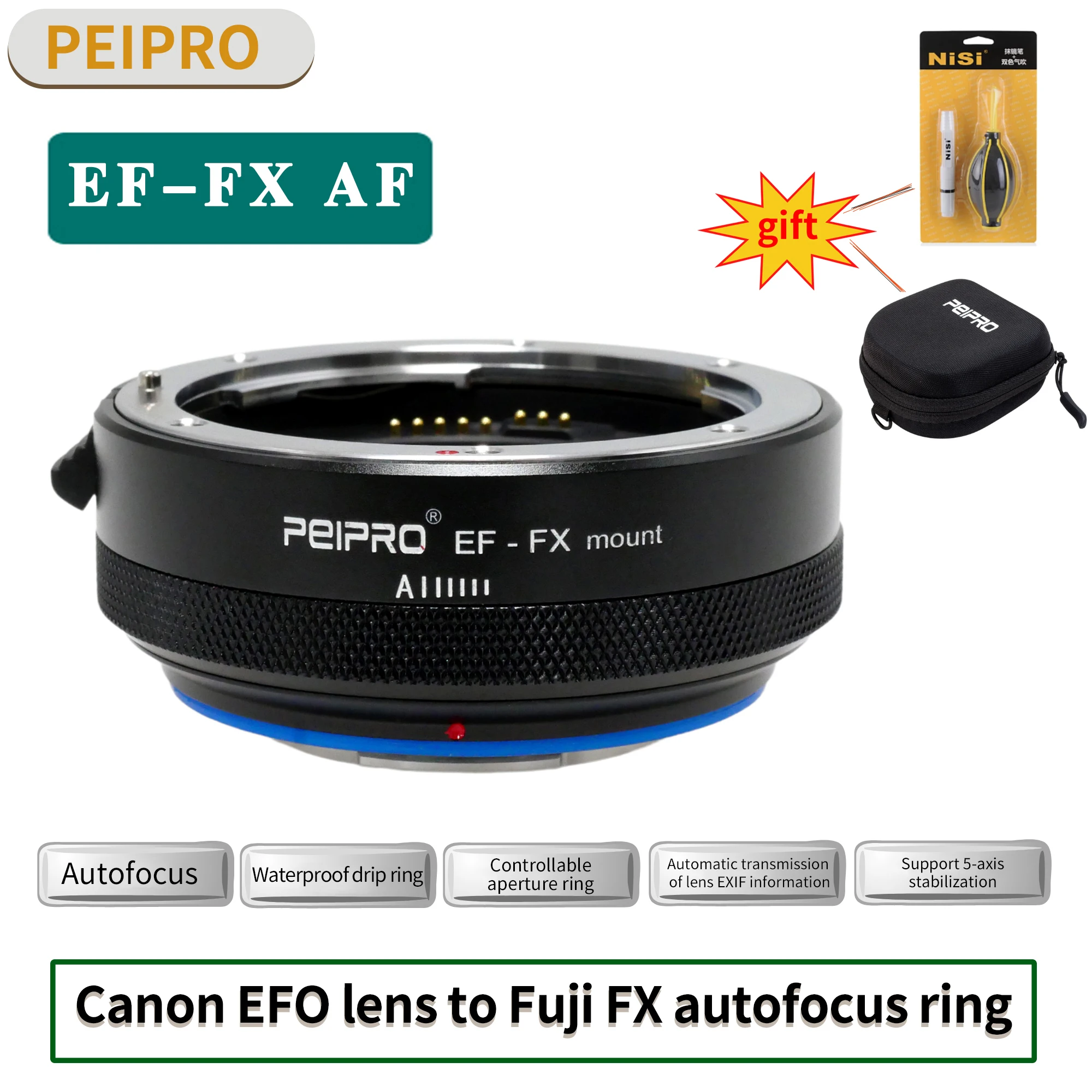 Кольцо-адаптер для объектива камеры Peipro EF-FX с автофокусом для объектива Canon EF для Fuji FX X-H1 X-pro 1/2/3 E2s/E4/T2/T3/T4/T20/T30
Кольцо-адаптер для объектива камеры Peipro EF-FX с автофокусом для объектива Canon EF для Fuji FX X-H1 X-pro 1/2/3 E2s/E4/T2/T3/T4/T20/T30