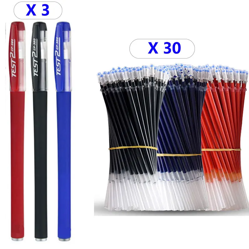 

33 Pcs/Set Office Gel Pens Refill Set 0.5mm Needle Tip Blue Black Ink Ballpoint Pen Journal Writing School Supplies Stationery