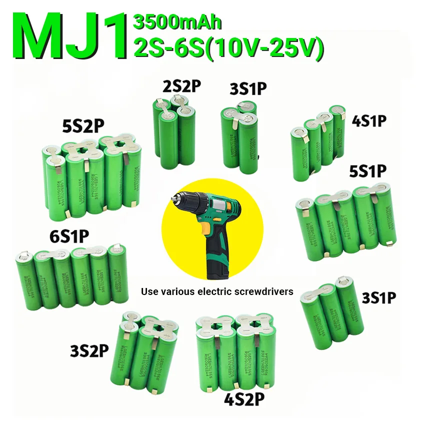 18650 MJ1 3S 4S 5S 6S 8S 3500mAh 7000mAh 20 ampères 7.4V 12.6V 14.8V 18V 25.2V 29.6V Pour Tournevis batteries soudure batterie
18650 MJ1 3S 4S 5S 6S 8S 3500mAh 7000mAh 20 ampères 7.4V 12.6V 14.8V 18V 25.2V 29.6V Pour Tournevis batteries soudure batterie