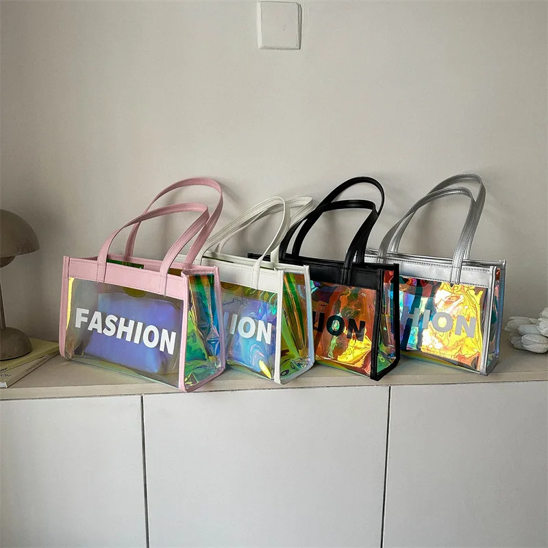 Lady Fashion Transparent Hologram Shoulder Bag Summer Beach Iridescent Clear Tote Bag Holographic Laser PVC Handbag For Women
Lady Fashion Transparent Hologram Shoulder Bag Summer Beach Iridescent Clear Tote Bag Holographic Laser PVC Handbag For Women