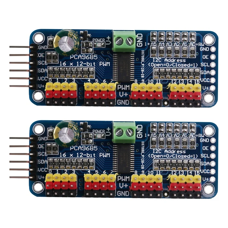 2X 16 Channel PWM/Servo Driver IIC Interface-PCA9685 For Arduino Or Raspberry Pi Shield Module Servo Shield
2X 16 Channel PWM/Servo Driver IIC Interface-PCA9685 For Arduino Or Raspberry Pi Shield Module Servo Shield