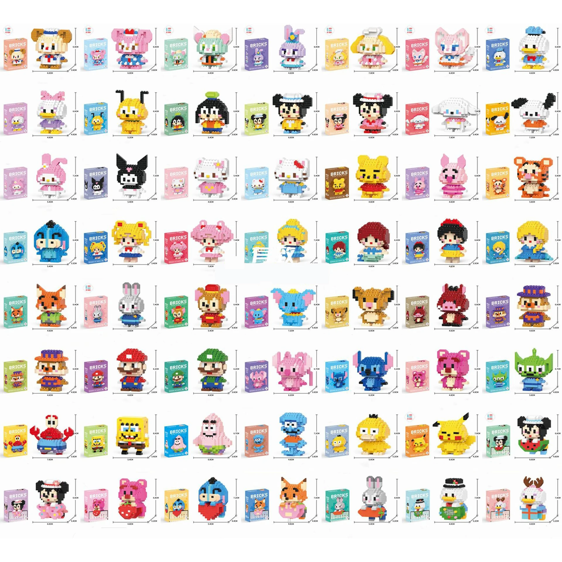 

Новые Фигурки героев аниме мультфильма Sanrio Pokemon, персонажи персонажей из конструктора Kuromi Hellokitty, мини сборные кирпичи, модели кукол, игрушки, подарки