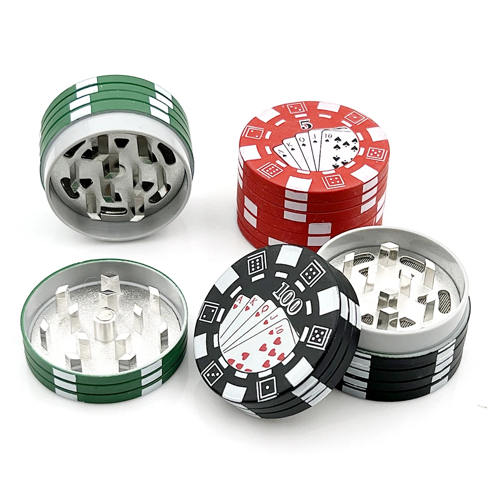

Poker Chip 3 Parts Style Spice Cutter 40mm Tobacco Grinder Herb Cutter Smoking Accessories Gadget Tool