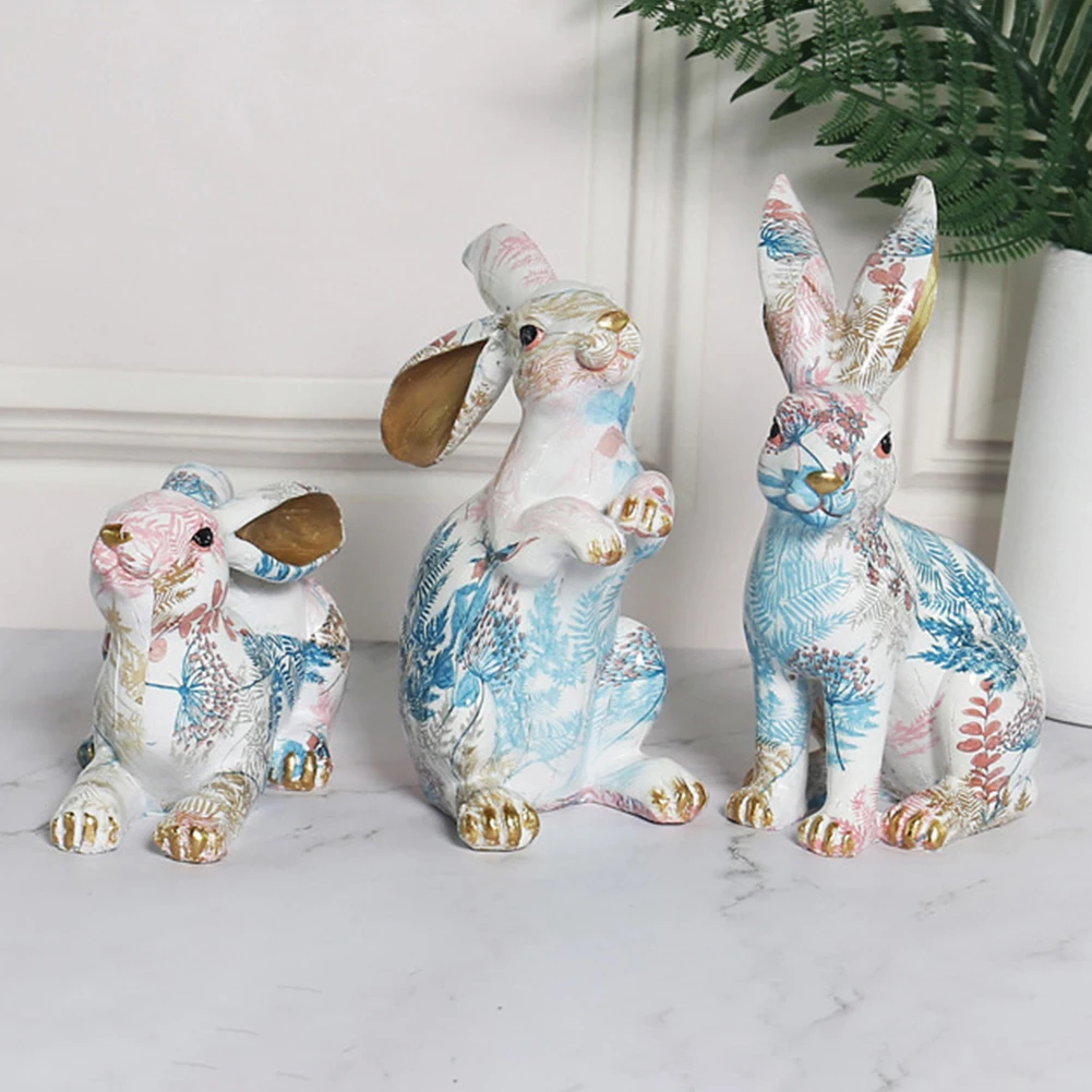 

Милый Пасхальный кролик, Настольная Статуэтка зайчика, животное, креативная Статуэтка кролика, скульптура из смолы, подарки, домашний декор