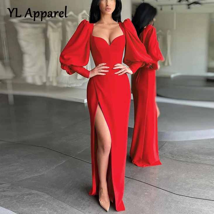 Women's Dress Elegant Tunics Pull Sleeve High Split Evening Party Dresses Y2K Tight Long Maxi Formal Vestidos Red Black 2022
Women's Dress Elegant Tunics Pull Sleeve High Split Evening Party Dresses Y2K Tight Long Maxi Formal Vestidos Red Black 2022