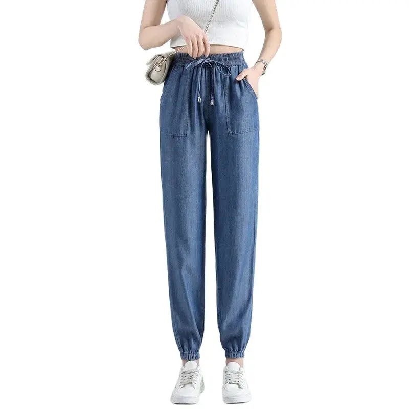 2022 New Women Tencel Jogger Denim Jeans M To 10XL High Waist Elastic Band Leisure Drawstring Harem Jeans Thin For Summer A880
2022 New Women Tencel Jogger Denim Jeans M To 10XL High Waist Elastic Band Leisure Drawstring Harem Jeans Thin For Summer A880