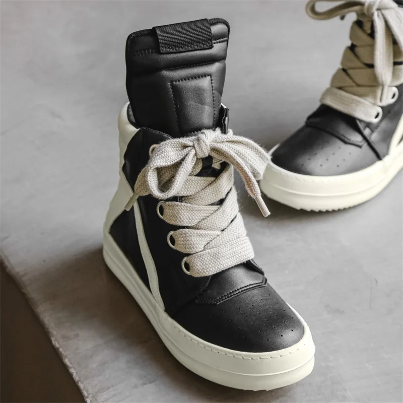 Trendy Black Men's High Sneakers Streetwear Platform Designer Skateboard Shoes Man Fashion Casual Comfy Leather Sneaker For Men
Trendy Black Men's High Sneakers Streetwear Platform Designer Skateboard Shoes Man Fashion Casual Comfy Leather Sneaker For Men
