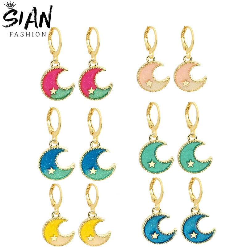Gold Color Enamel Bling Moon and Star Earrings for Women Small Charms Huggies Pendant Drop Earrings Dangle Handmade Jewelry New
Gold Color Enamel Bling Moon and Star Earrings for Women Small Charms Huggies Pendant Drop Earrings Dangle Handmade Jewelry New