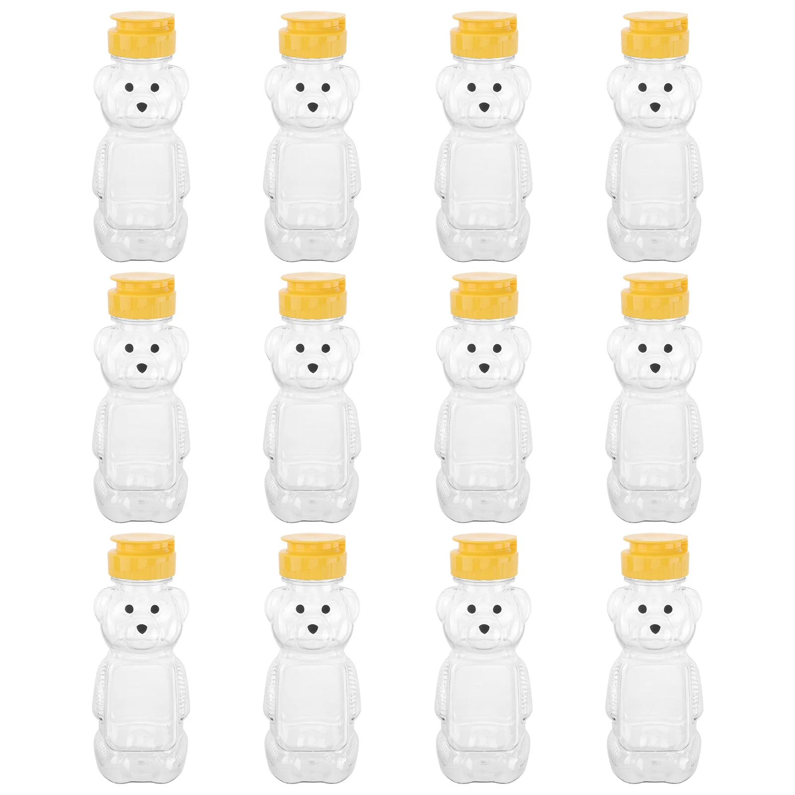 

Bear Bottle, 12pcs Plastic To Go Containers Empty Honey Bottles with Lid Cap 240ml Squeeze Condiment Sauce Mustard Jam Dispenser
