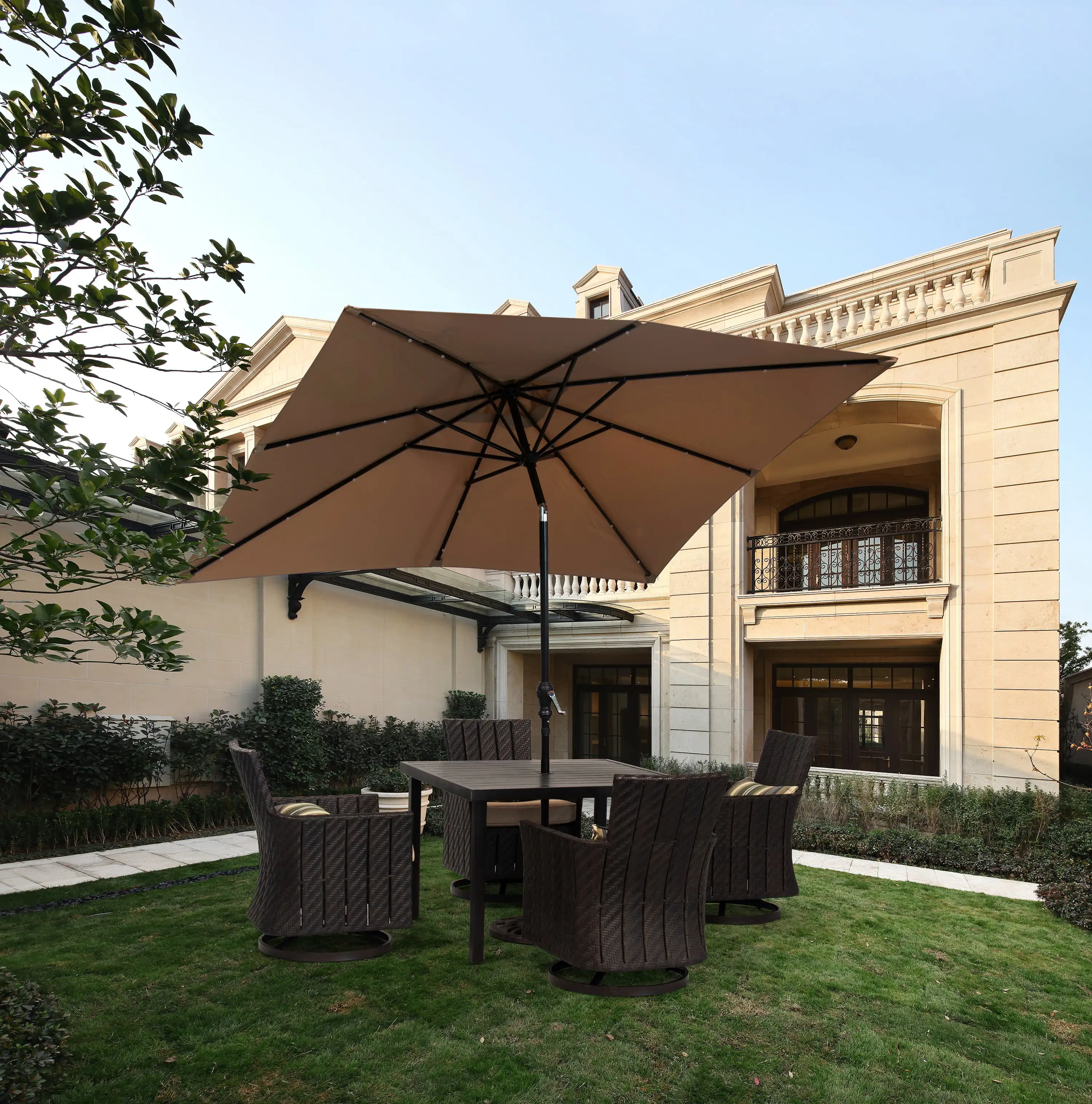9x7ft Rectangle Outdoor Patio Beach Market Aluminium Umbrella w/Solar Powered Light Crank Tilt,Beige
9x7ft Rectangle Outdoor Patio Beach Market Aluminium Umbrella w/Solar Powered Light Crank Tilt,Beige