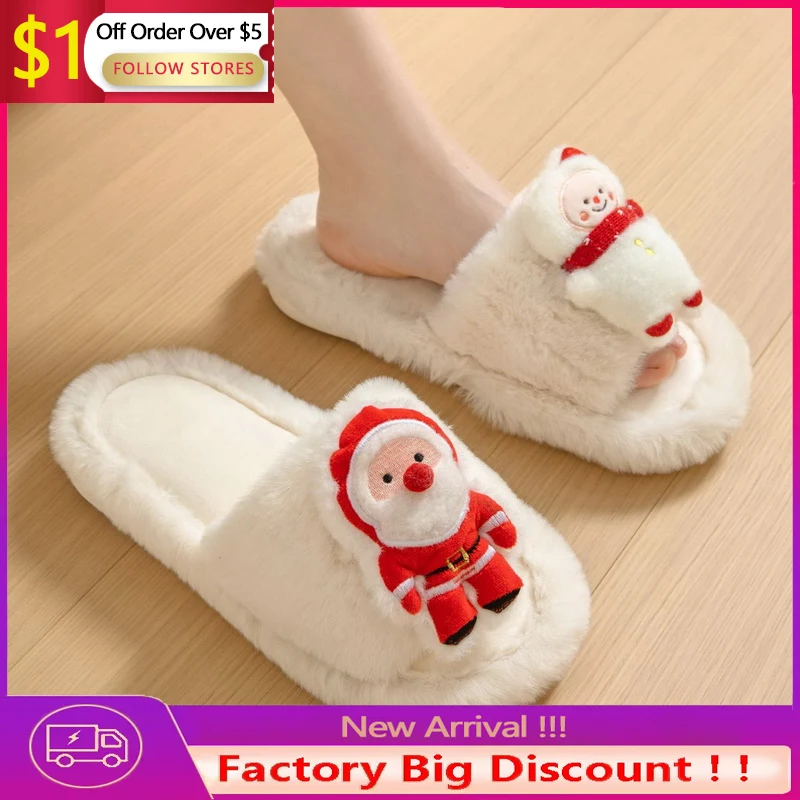 Женские меховые домашние тапочки, модель 2023 года, домашние тапочки на плоской подошве, тапочки с Санта-Клаусом, женские плюшевые шлепанцы, рождественский подарок 
Женские меховые домашние тапочки, модель 2023 года, домашние тапочки на плоской подошве, тапочки с Санта-Клаусом, женские плюшевые шлепанцы, рождественский подарок