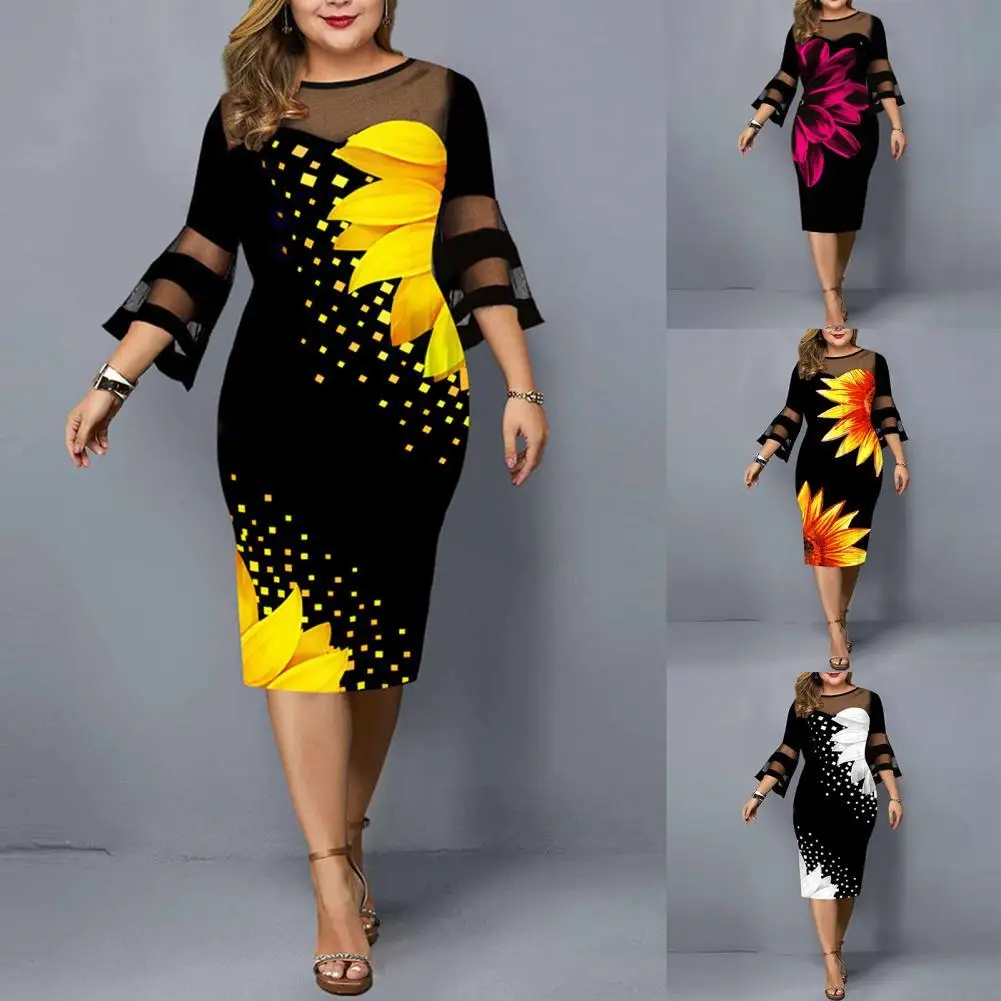Elegant Floral Printed Plus Size Women Dress Digital Print Plus Size Temperament Round Neck Bodycon Dress for Wedding Party Club
Elegant Floral Printed Plus Size Women Dress Digital Print Plus Size Temperament Round Neck Bodycon Dress for Wedding Party Club