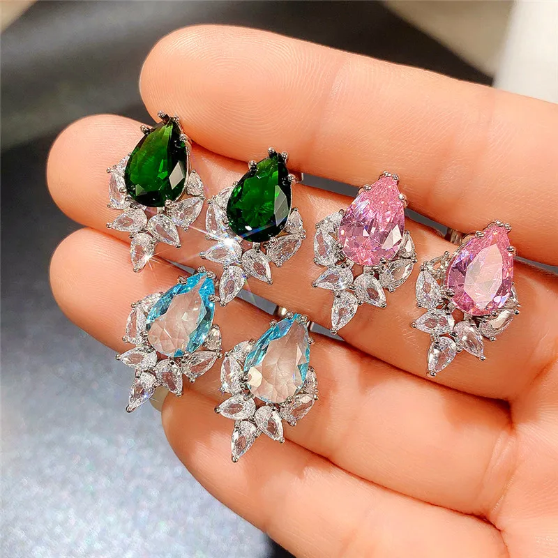 Romantic Colorful CZ Stud Earrings for Women Fashion Design New Party Wedding Delicate Ear Accessories Jewelry
Romantic Colorful CZ Stud Earrings for Women Fashion Design New Party Wedding Delicate Ear Accessories Jewelry