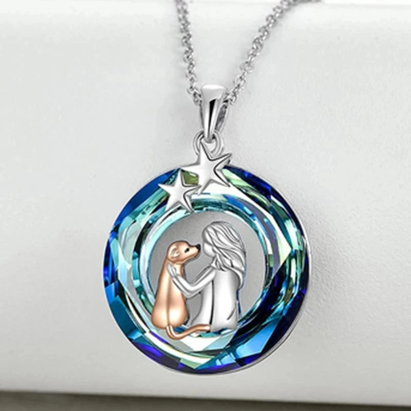 Trendy Round Crystal Master Dog Pendant Necklace Blue Rainbow Necklaces for Women White Gold Color Jewelry Gifts Dropshipping
Trendy Round Crystal Master Dog Pendant Necklace Blue Rainbow Necklaces for Women White Gold Color Jewelry Gifts Dropshipping