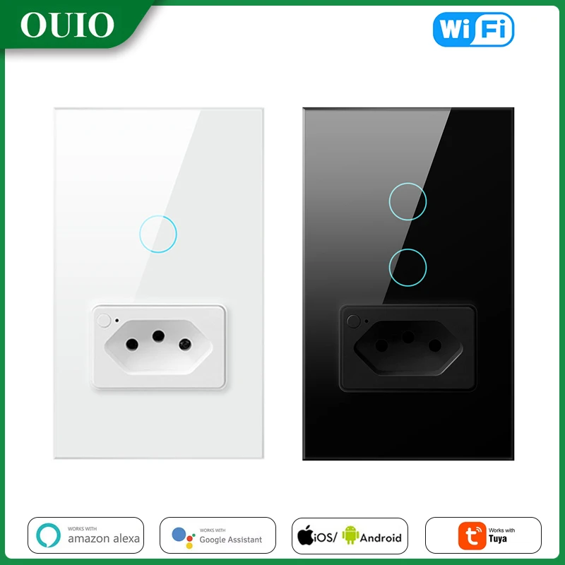 Tuya WiFi Brazil Wall Switch Socket Smart Wall Light Switch Touch Control 1/2gang Outlet Voice Control Support Alexa Google Home
Tuya WiFi Brazil Wall Switch Socket Smart Wall Light Switch Touch Control 1/2gang Outlet Voice Control Support Alexa Google Home