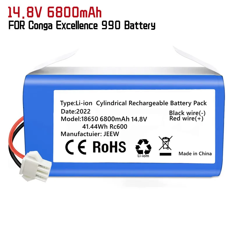 14.8V 6800mAh Replacement Battery for Conga Excellence 990 950 1090 Eufy RoboVac 11 11S 15C 15T and Ecovacs Deebot N79S DN622
14.8V 6800mAh Replacement Battery for Conga Excellence 990 950 1090 Eufy RoboVac 11 11S 15C 15T and Ecovacs Deebot N79S DN622