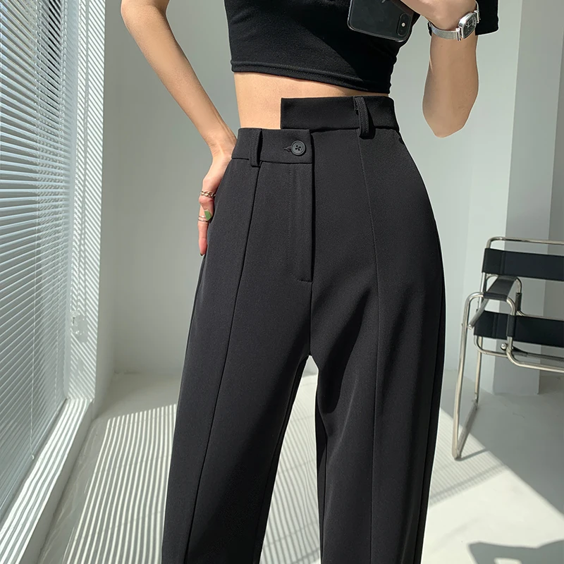SuperAen Black Split Suit Pants for Women's Summer Thin High Waist Straight Tube Wide Leg Casual Slit Floor Dragging
SuperAen Black Split Suit Pants for Women's Summer Thin High Waist Straight Tube Wide Leg Casual Slit Floor Dragging