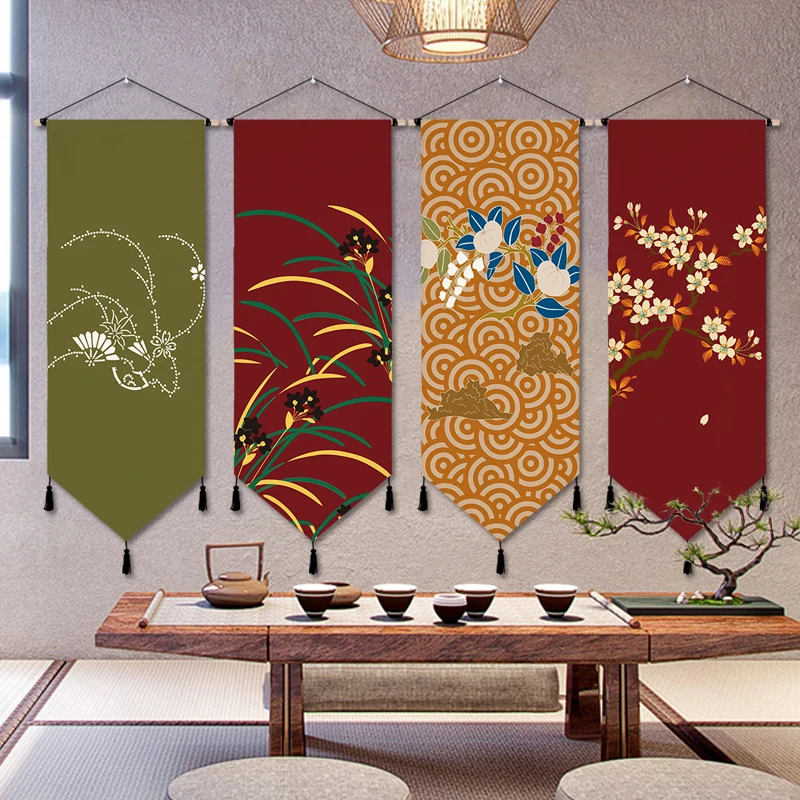 Подвесной тканевый треугольный флаг в японском стиле, подвесная Картина на холсте под заказ для гостиной