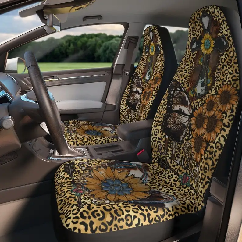Leopard Print Gold Car Seat Covers With A Cross Sunflowers Butterflies And Jesus, Gold Leopard Print Car Seat Covers, Country Se
Leopard Print Gold Car Seat Covers With A Cross Sunflowers Butterflies And Jesus, Gold Leopard Print Car Seat Covers, Country Se