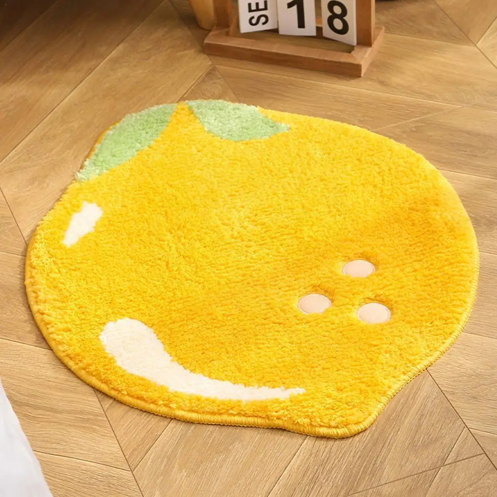 

Bathroom Floor Fruit Mat Flocking Non-slip Peach Lemon Entrance Shape Pineapple Bedroom Door Pad Strawberry Home Foot F3R7