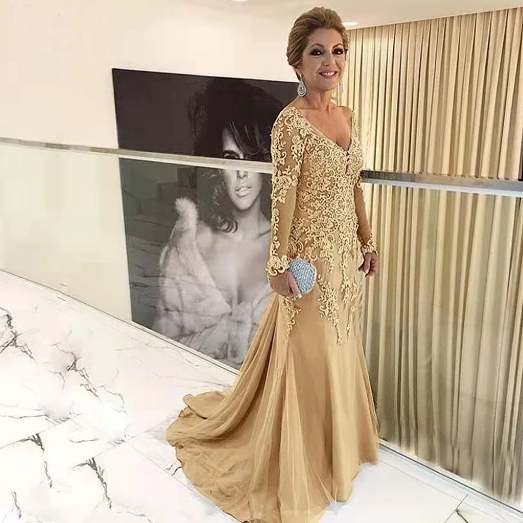 Elegant lace wedding mother dress V-neck appliqué long sleeve mermaid Formal wedding party bride mother dress
Elegant lace wedding mother dress V-neck appliqué long sleeve mermaid Formal wedding party bride mother dress