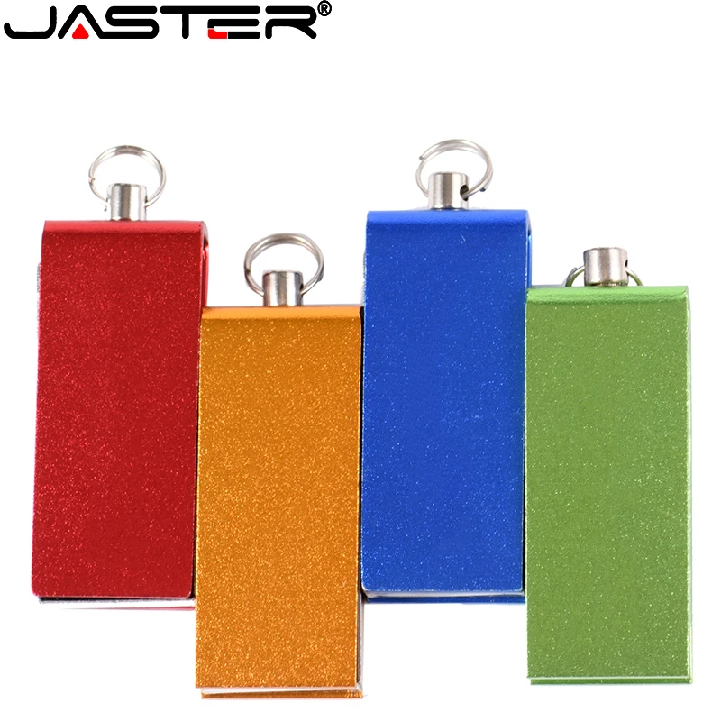 

JASTER New Color Metal USB 2.0 Flash Drive 64GB U Disk 32GB 16GB Spin pendrive 8GB Pen Drives 4GB Comes With Chain Memory Stick