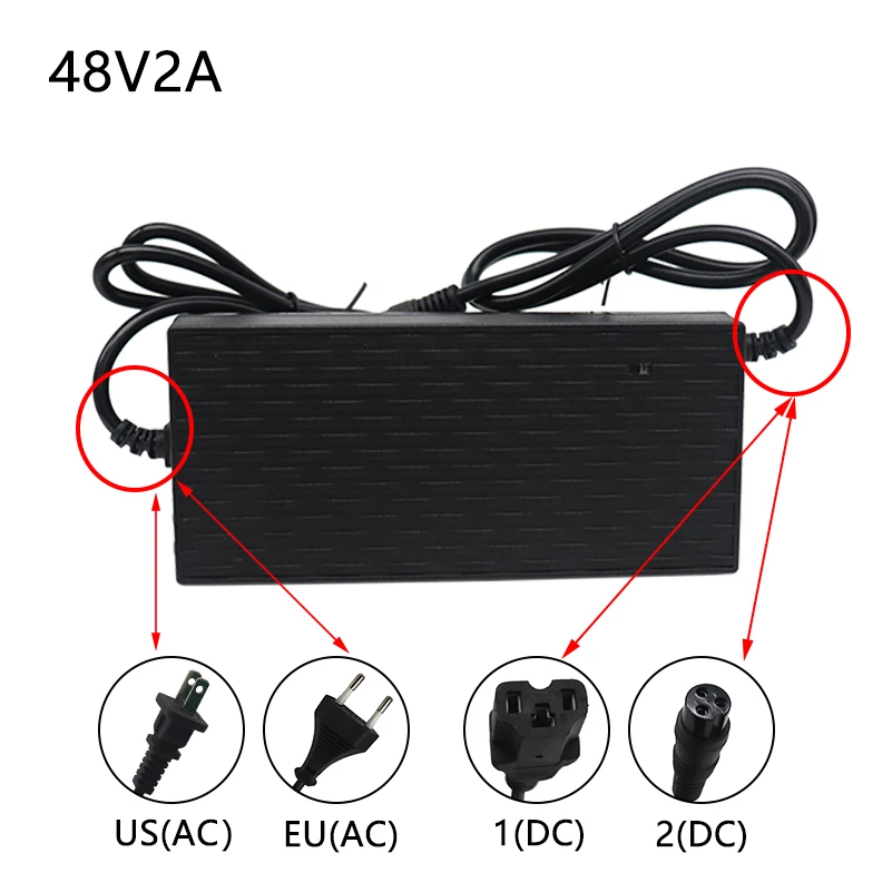 48V 2A Battery Charger 54.6V 2A Lithium Battery Charger for Small Citycoco Scooter European Standard EU US Plug Charger
48V 2A Battery Charger 54.6V 2A Lithium Battery Charger for Small Citycoco Scooter European Standard EU US Plug Charger