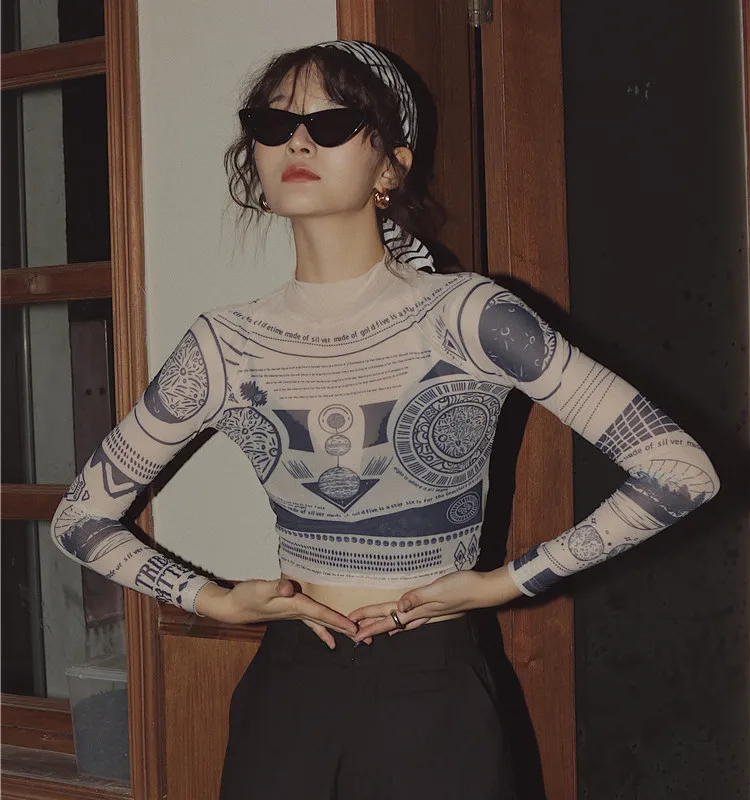 ZCSMLL Tattoo Print Long Sleeve Crop Top Turtle Neck See Through T Shirt Basic Tshirt Street Fashion Tee Shirt Clothing
ZCSMLL Tattoo Print Long Sleeve Crop Top Turtle Neck See Through T Shirt Basic Tshirt Street Fashion Tee Shirt Clothing