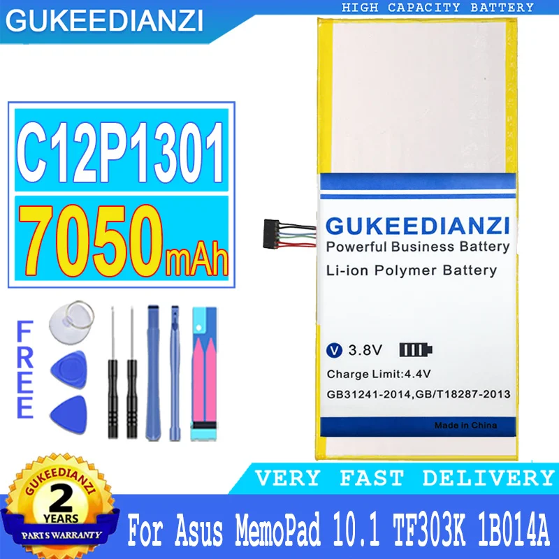 

Bateria 7050mAh High Capacity Battery C12P1301 For ASUS For MEMO PAD K00A (ME302C) MemoPad 10.1" TF303K 1B014A High Quality Batt