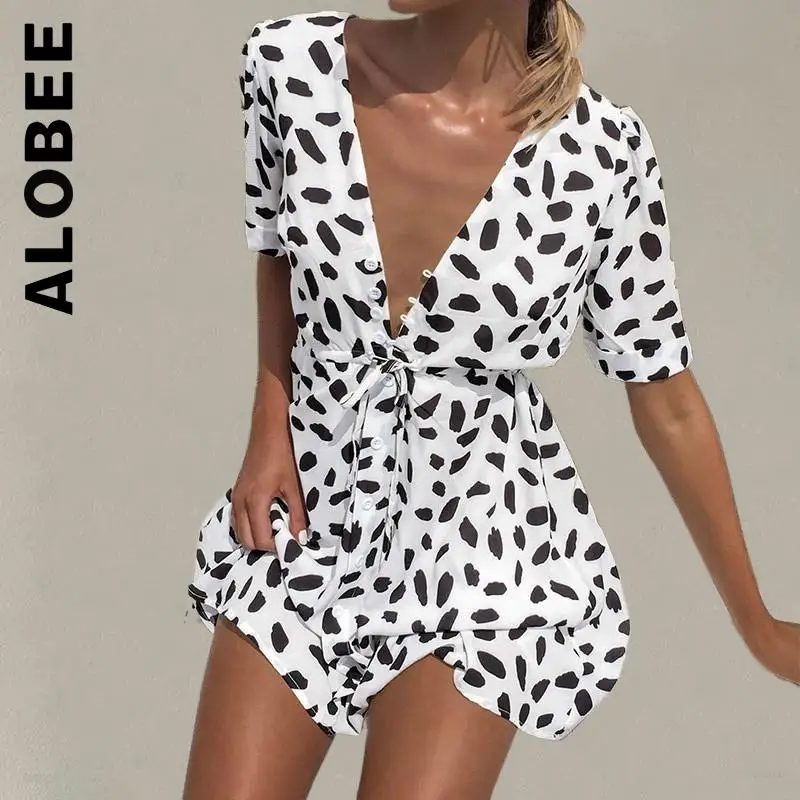 Alobee Dress Fashion Women Cheap White Sand Spot Mini Summer Dresses Robe Elegant Popular Vestidos Female Dress Woman
Alobee Dress Fashion Women Cheap White Sand Spot Mini Summer Dresses Robe Elegant Popular Vestidos Female Dress Woman