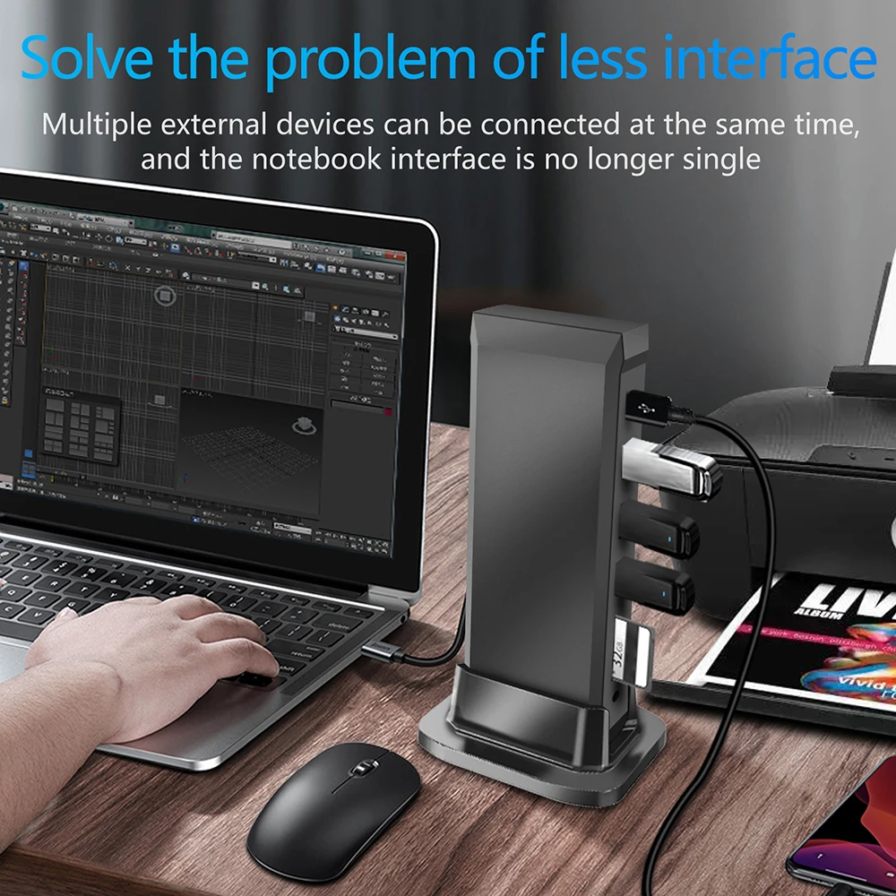 Multifunctional Vertical Hub Docking Station HDMI-Compatible PD Card Reader Type-C USB 3.0 Adapter For MacBook Pro Air Laptop
Multifunctional Vertical Hub Docking Station HDMI-Compatible PD Card Reader Type-C USB 3.0 Adapter For MacBook Pro Air Laptop