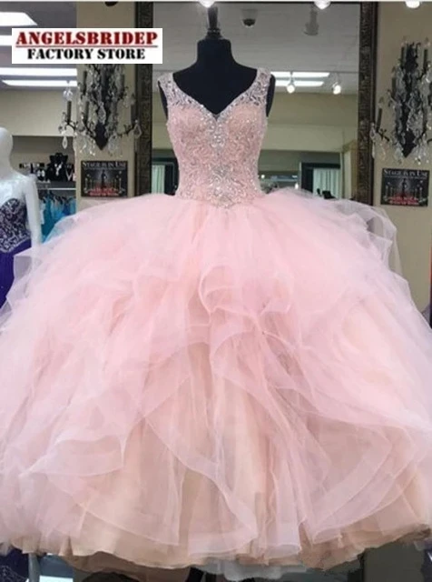 

ANGELSBRIDE Ball Gown Quinceanera Dress Pageant Prom Party Tulle Beading Crystals Formal Sweet 16 Gowns Vestido Debutante NEW
