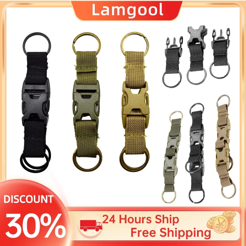 Tactical Molle Key Chain Ring Clip Nylon Webbing Strap Belt Backpack O Ring Carabiner with Double 2 Quick Released Buckle Hook
Tactical Molle Key Chain Ring Clip Nylon Webbing Strap Belt Backpack O Ring Carabiner with Double 2 Quick Released Buckle Hook