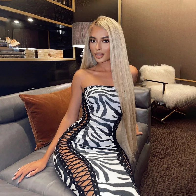 Spring Women's Dress Zebra Stripeds Sexy Sleeveless Hollow Out Bandage Party Dresses Fashion Outifts Vestidos De Mujer Rz*
Spring Women's Dress Zebra Stripeds Sexy Sleeveless Hollow Out Bandage Party Dresses Fashion Outifts Vestidos De Mujer Rz*