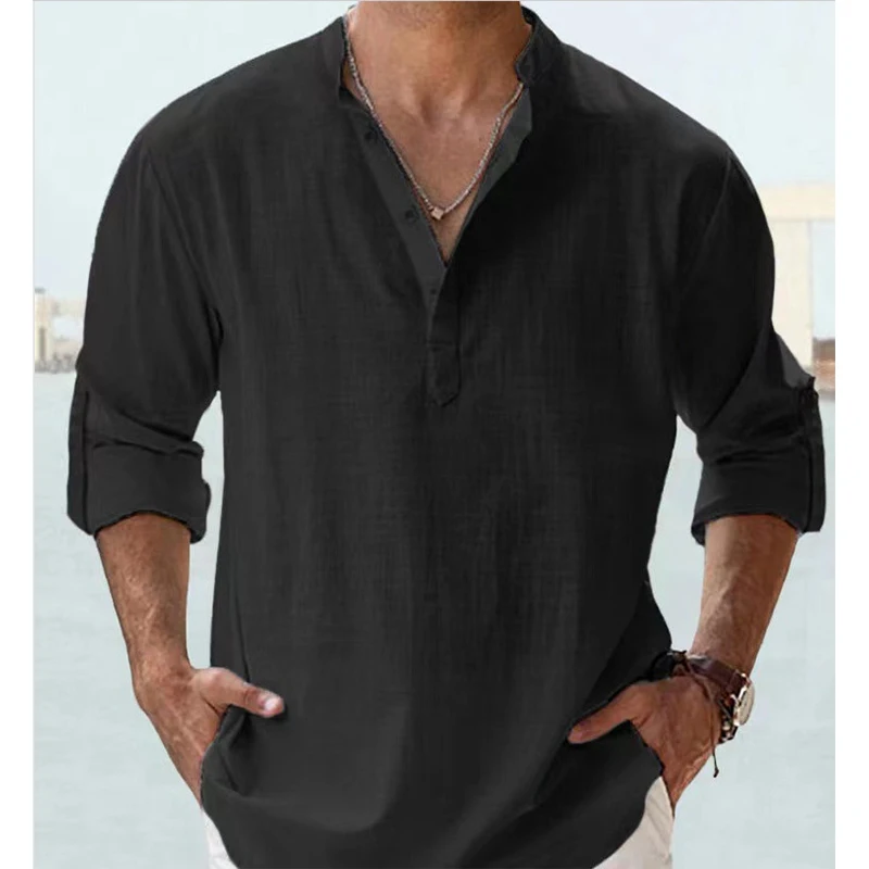 Solid Color Men's Shirts Men Linen Long Sleeve T-Shirts Casual Cotton Linen Shirt Loose Buttoned Stand Collar Shirts
Solid Color Men's Shirts Men Linen Long Sleeve T-Shirts Casual Cotton Linen Shirt Loose Buttoned Stand Collar Shirts