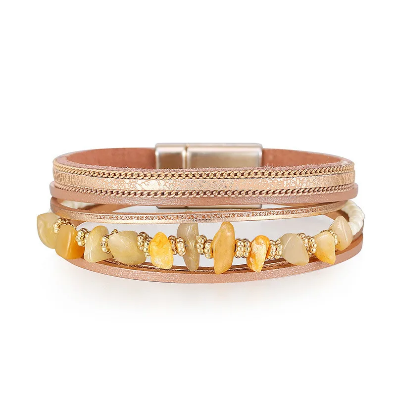 Women Leather Cuff Bracelet Set Multilayer Wrap Bracelet Irregular Gravel Bracelet Magnetic Clasp Rose Gold Statement Necklace
Women Leather Cuff Bracelet Set Multilayer Wrap Bracelet Irregular Gravel Bracelet Magnetic Clasp Rose Gold Statement Necklace
