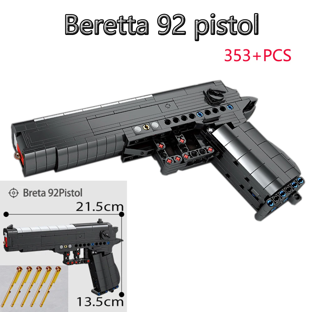 

KAZI 88001 Новая военная 2 мировая война Beretta 92, пистолет для мальчиков, собранные строительные блоки, снайперская винтовка, брикет, высокотехнологичная игрушка, подарок, 353 + шт