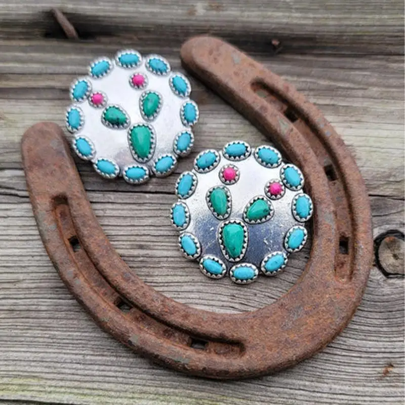Retro western style disc turquoise lace earrings Exaggerated stitching cactus green stone earrings
Retro western style disc turquoise lace earrings Exaggerated stitching cactus green stone earrings
