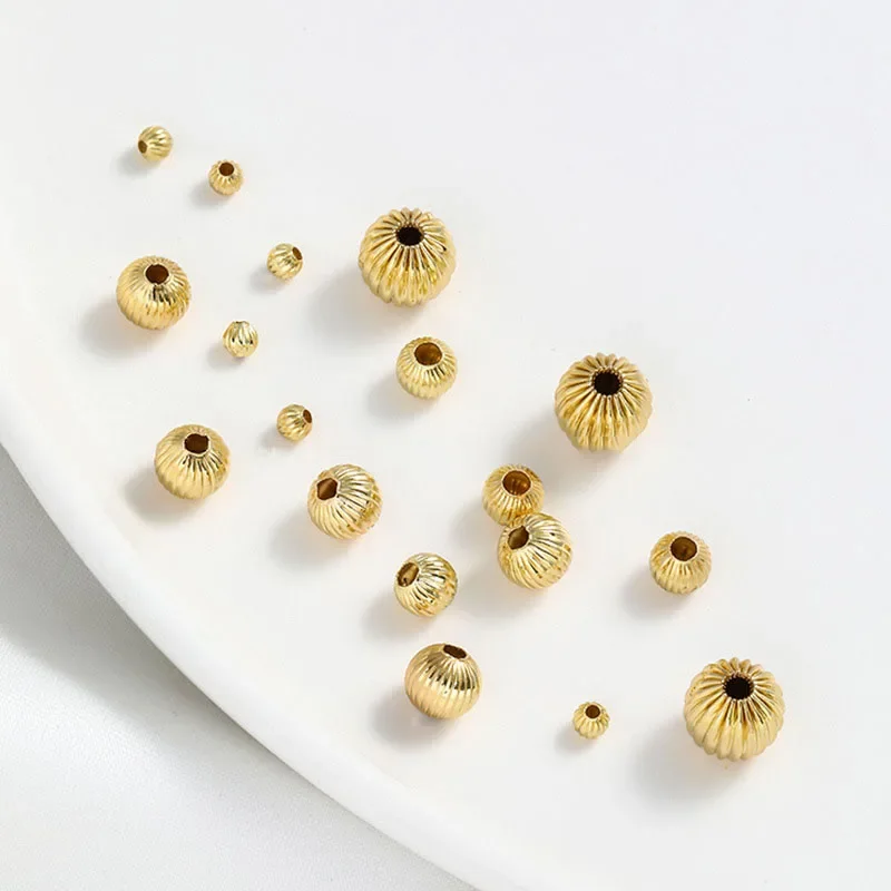 

50PCS 14K Gold Color Plated Brass Round Beads Spacer Beads High Quality Diy Jewelry Accessories 3MM 4MM 5MM 6MM 8MM