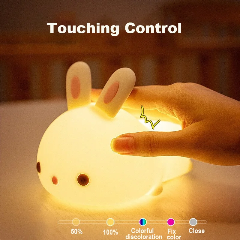 White Rabbit Led Touching Control Night Light 7 Colors Dimmable Bedside Table Lamp Usb Charging Night Lamp for Children's Gift
White Rabbit Led Touching Control Night Light 7 Colors Dimmable Bedside Table Lamp Usb Charging Night Lamp for Children's Gift
