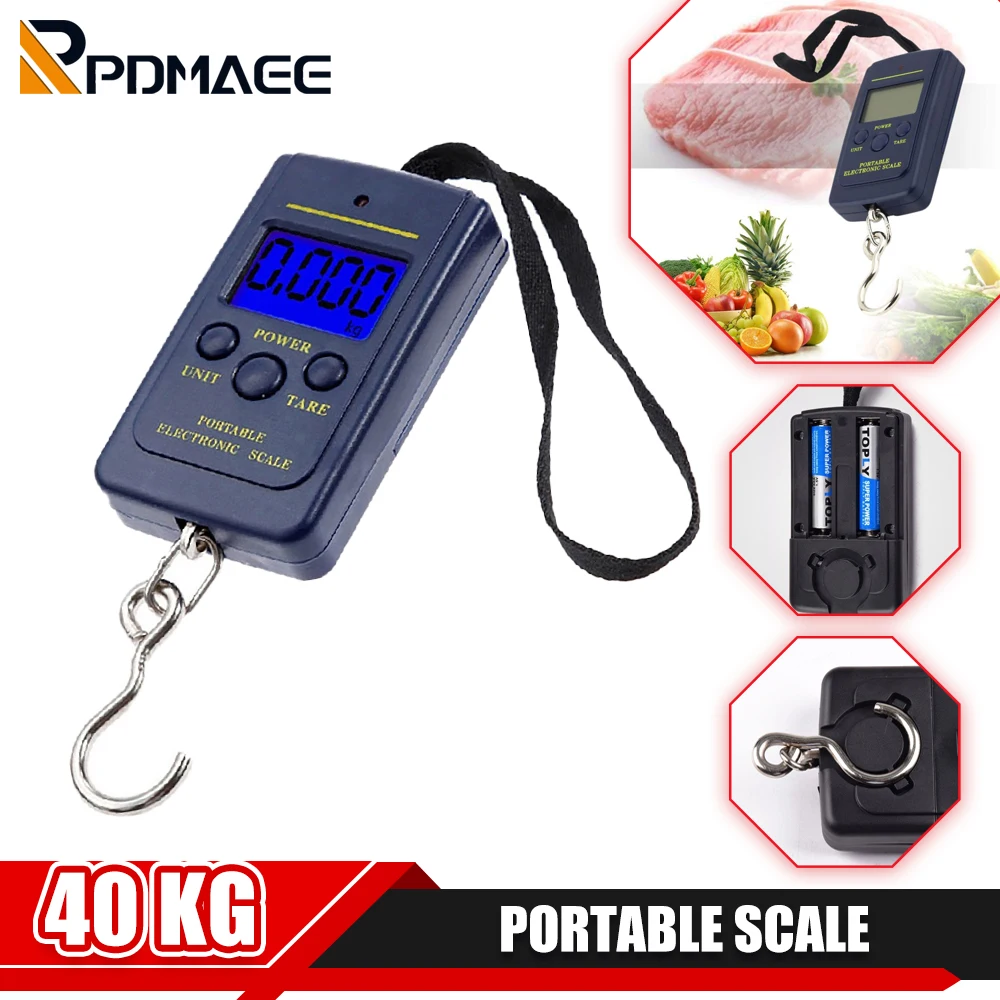 

40kg/10g Kitchen Scales Mini Digital Scale for Fishing Luggage Travel Weight Hanging Scale Electronic Handy Pocket Weight Tool