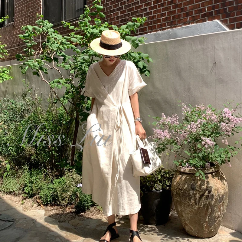 Dresses for Women 2023 Chic and Elegant Cotton and Linen V-neck Girdle Vintage Robe LOOSE Women's Summer Long New In Dresses
Dresses for Women 2023 Chic and Elegant Cotton and Linen V-neck Girdle Vintage Robe LOOSE Women's Summer Long New In Dresses