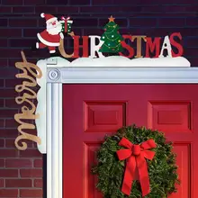 Christmas Wooden Frame Front Door decoration home entrance Santa Claus Corner Sign holiday decor festival party accessories
