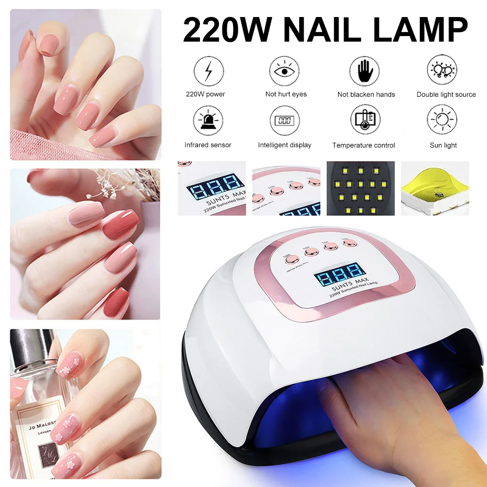 220W Nail Dryer UV/LED Lamp Motion Sensor Nail Lamp For Curing All Gels Fast Drying Nail Lamp Manicure Pedicure Tool
220W Nail Dryer UV/LED Lamp Motion Sensor Nail Lamp For Curing All Gels Fast Drying Nail Lamp Manicure Pedicure Tool